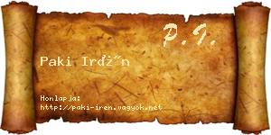 Paki Irén névjegykártya